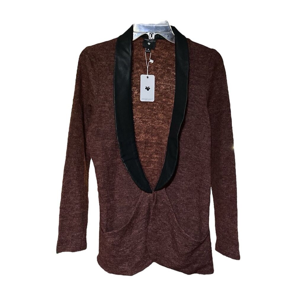 Against Nudity Montreal Womens Burgundy Stretch Sweater/Jacket Size Small New